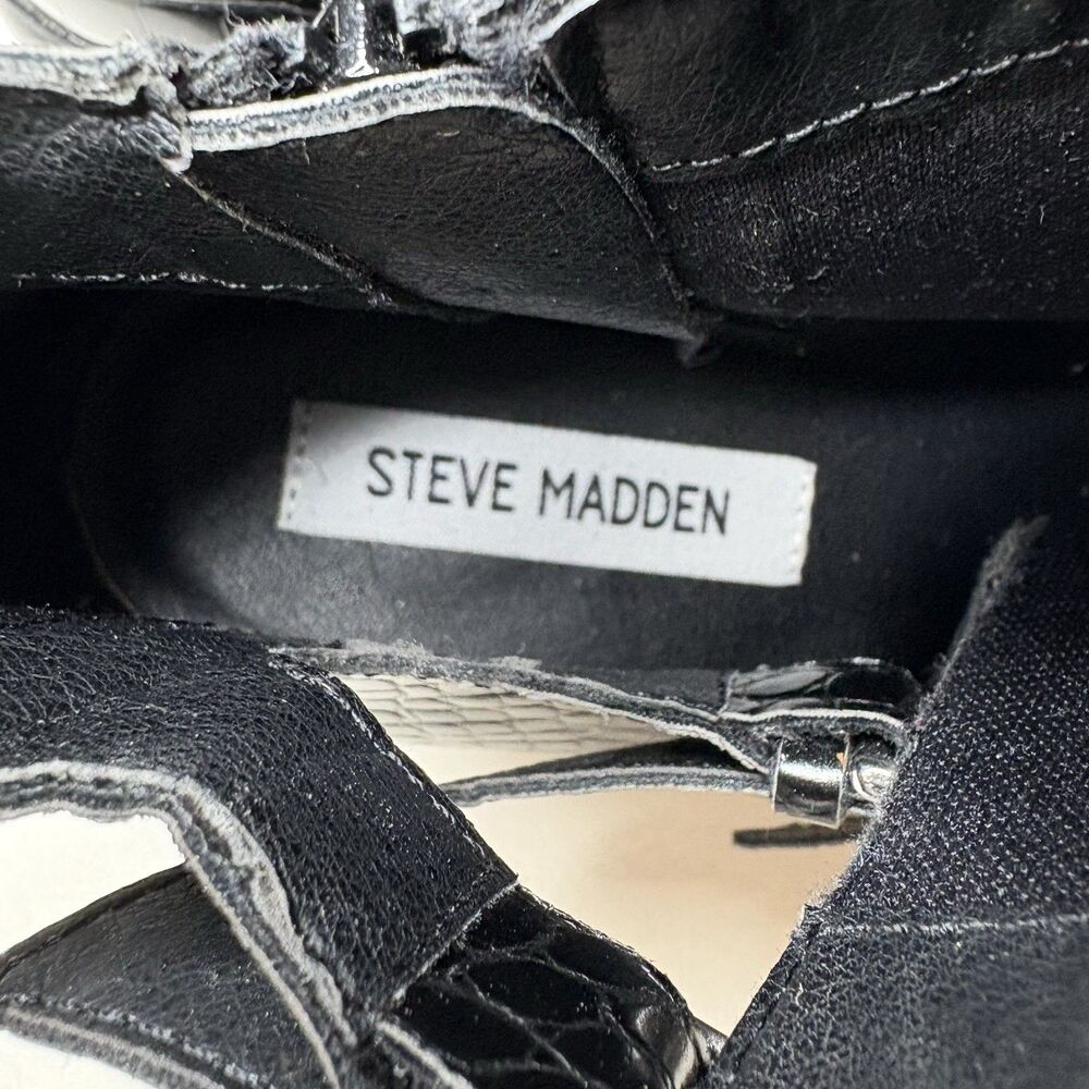 Steve Madden Black Snakeskin Print Block Heel Slip-On Ankle Booties Size 9.5 - Picture 5 of 8